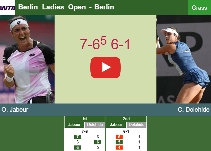 Ons Jabeur aces Dolehide in the 1st round to collide vs Paolini. HIGHLIGHTS – BERLIN RESULTS