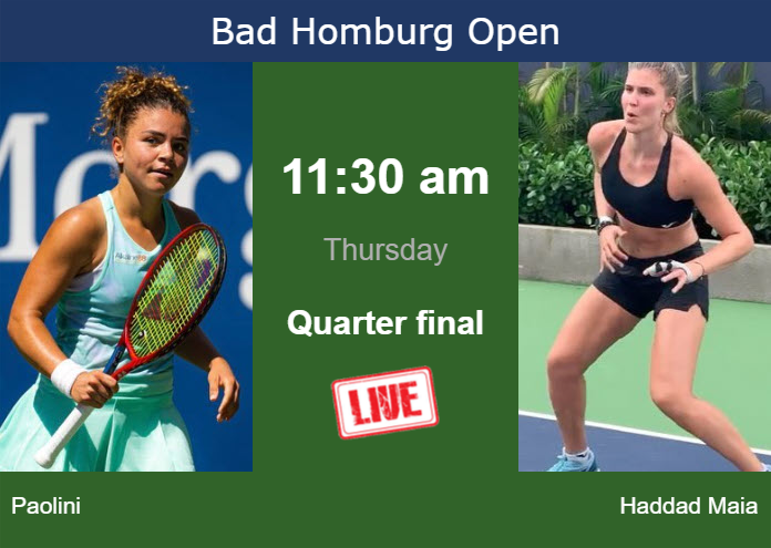 How to watch Paolini vs. Haddad Maia on live streaming in Bad Homburg on Thursday Thursday Live Streaming Jasmine Paolini vs Beatriz Haddad Maia