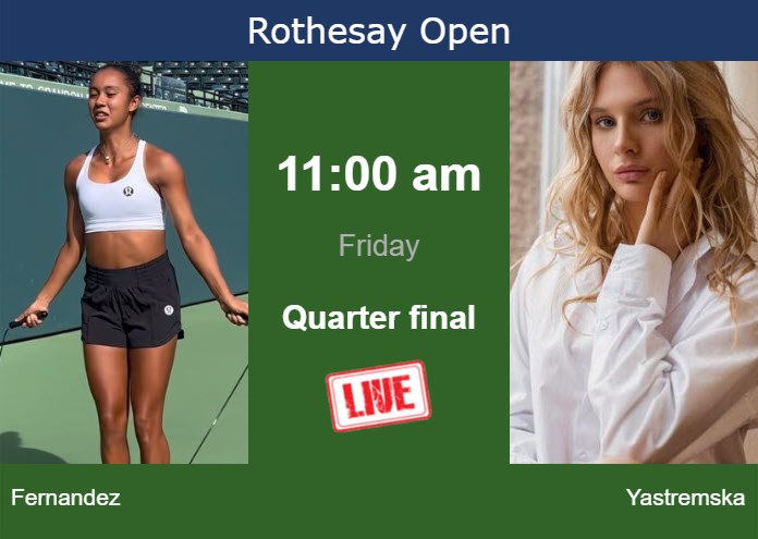 Thursday Live Streaming Leylah Annie Fernandez vs Dayana Yastremska