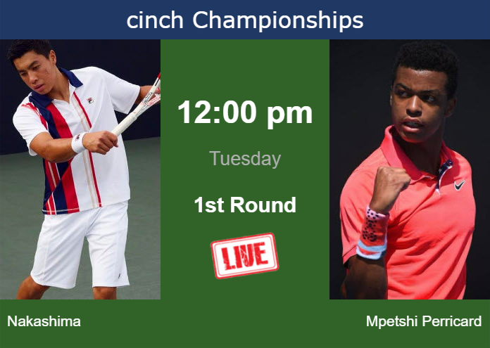 How to watch Nakashima vs. Mpetshi Perricard on live streaming in London on Tuesday