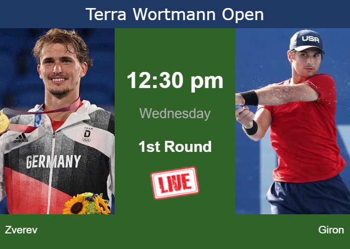 Wednesday Live Streaming Alexander Zverev vs Marcos Giron
