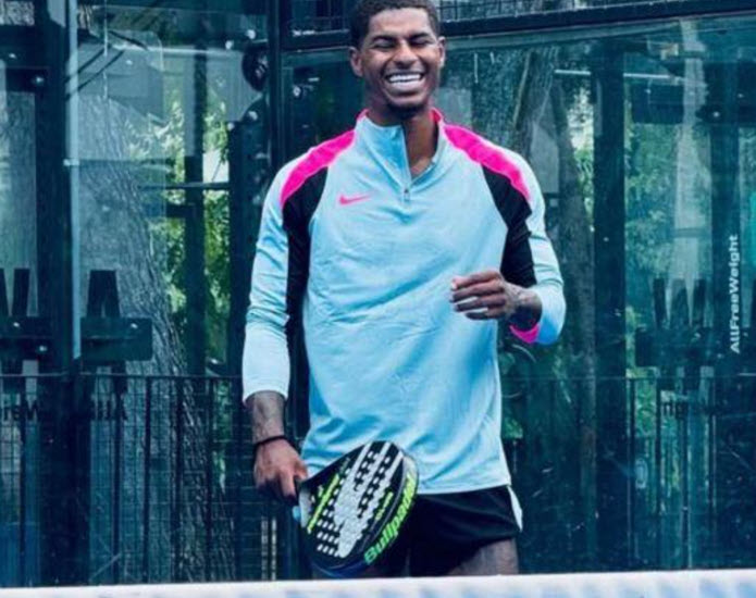 During the holidays, Marcus Rashford likes playing padel.