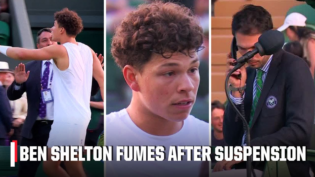 Ben Shelton fumes as Wimbledon curfew halts match before he could serve out the match leading 6-2, 7-5, 5-4
