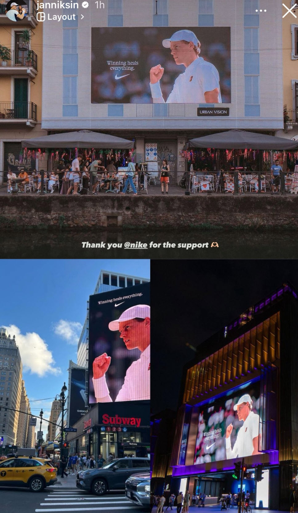 Jannik Sinner Nike Billboard