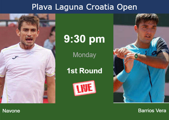 Monday Live Streaming Mariano Navone vs Tomas Barrios Vera