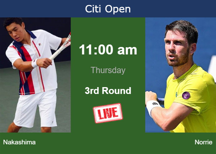 Thursday Live Streaming Brandon Nakashima vs Cameron Norrie