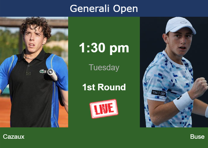 How to watch Cazaux vs. Buse on live streaming in Kitzbuhel on Tuesday Tuesday Live Streaming Arthur Cazaux vs Ignacio Buse