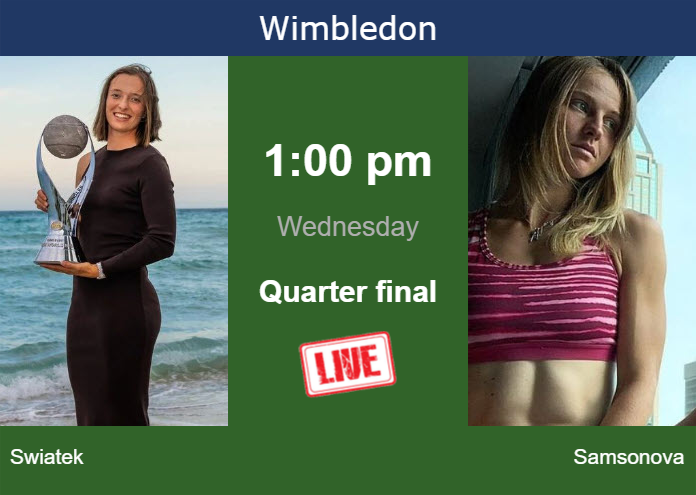 How to watch Swiatek vs. Samsonova on live streaming in Wimbledon on Wednesday
