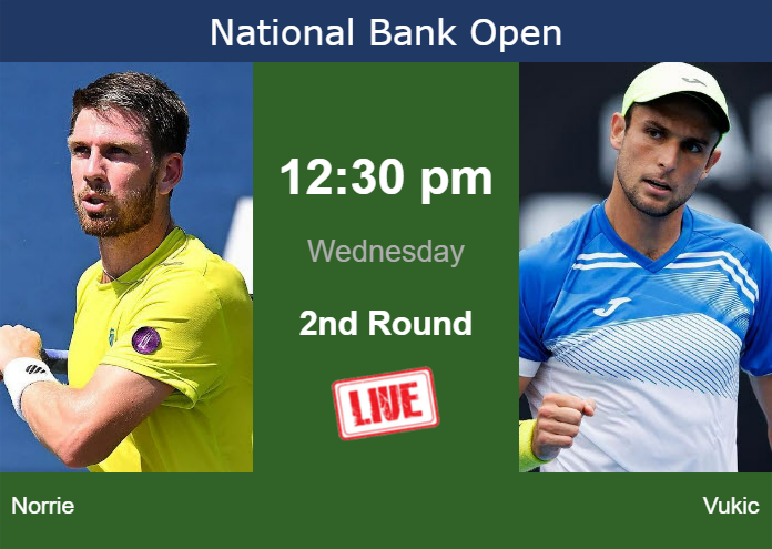 Wednesday Live Streaming Cameron Norrie vs Aleksandar Vukic