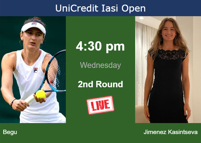 How to watch Begu vs. Jimenez Kasintseva on live streaming in Iasi on Wednesday Wednesday Live Streaming Irina-Camelia Begu vs Victoria Jimenez Kasintseva