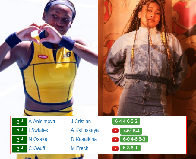 Cori Gauff Naomi Osaka who win info