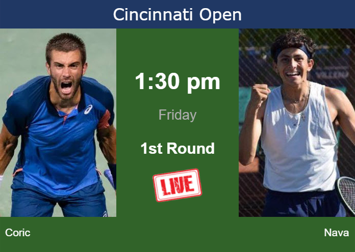 How to watch Coric vs. Nava on live streaming in Cincinnati on Friday Friday Live Streaming Borna Coric vs Emilio Nava