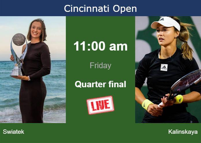 Friday Live Streaming Iga Swiatek Vs Anna Kalinskaya Friday Live Streaming Iga Swiatek vs Anna Kalinskaya