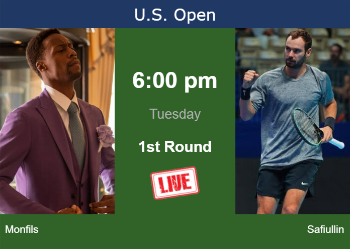How to watch Monfils vs. Safiullin on live streaming at the U.S. Open on Tuesday Monday Live Streaming Gael Monfils vs Roman Safiullin