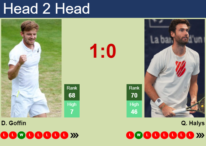 Prediction and head to head David Goffin vs. Quentin Halys