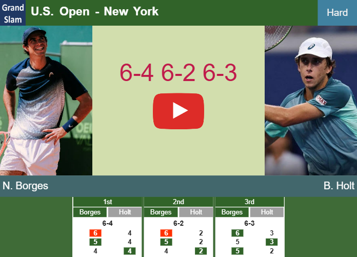 Nuno Borges overcomes Holt in the 1st round to battle vs Paul. HIGHLIGHTS – U.S. OPEN RESULTS Prediction-and-head-to-head-Nuno-Borges-vs-Brandon-Holt