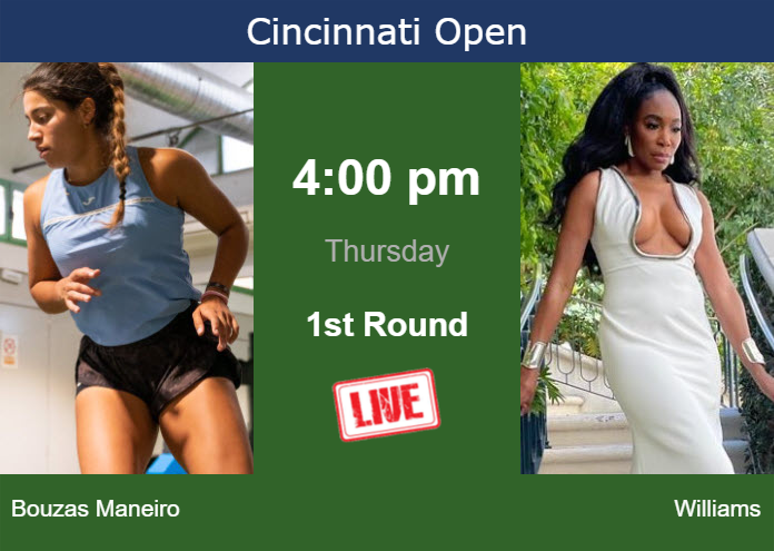 Thursday Live Streaming Jessica Bouzas Maneiro vs Venus Williams