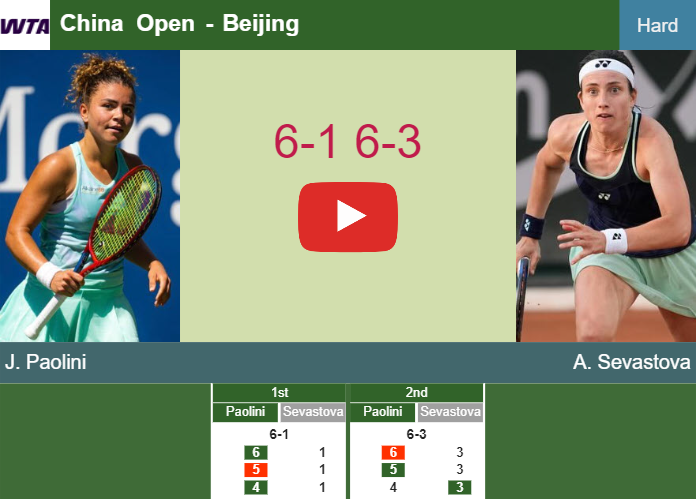 LIVE UPDATES. Jasmine Paolini too good for Sevastova in the 2nd round – BEIJING RESULTS Prediction-and-head-to-head-Jasmine-Paolini-vs-Anastasija-Sevastova