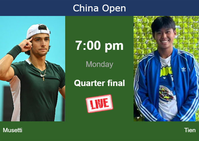 Sunday Live Streaming Lorenzo Musetti vs Learner Tien
