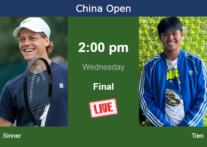 Tuesday Live Streaming Jannik Sinner vs Learner Tien