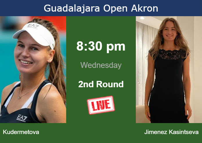 Wednesday Live Streaming Veronika Kudermetova vs Victoria Jimenez Kasintseva