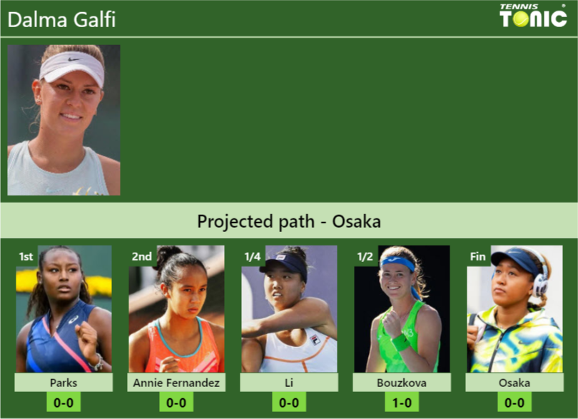 OSAKA DRAW. Dalma Galfi’s prediction with Parks next. H2H and rankings Dalma Galfi Stats info