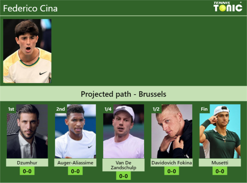 BRUSSELS DRAW. Federico Cina’s prediction with Dzumhur next. H2H and rankings Federico Cina Stats info