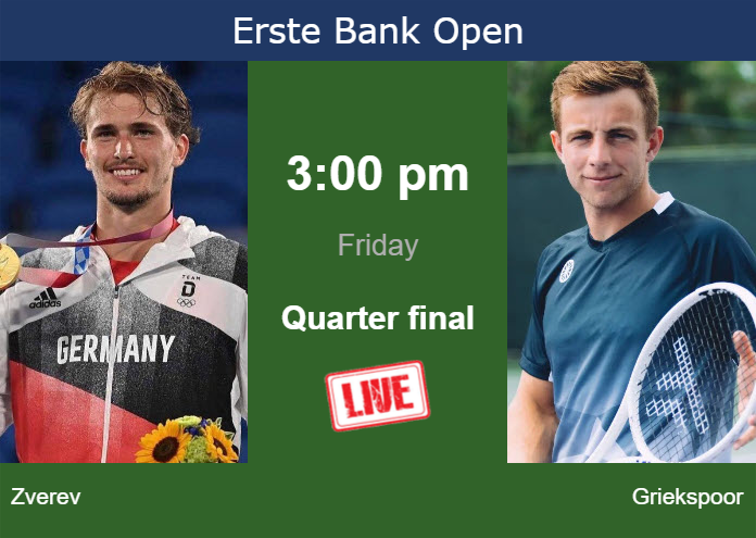 Friday Live Streaming Alexander Zverev vs Tallon Griekspoor