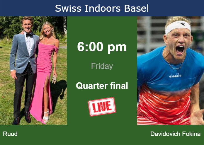 How to watch Ruud vs. Davidovich Fokina on live streaming in Basel on Friday Friday Live Streaming Casper Ruud vs Alejandro Davidovich Fokina