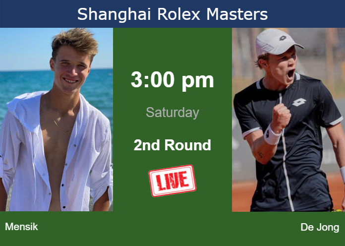 How to watch Mensik vs. De Jong on live streaming in Shanghai on Saturday Friday Live Streaming Jakub Mensik vs Jesper De Jong