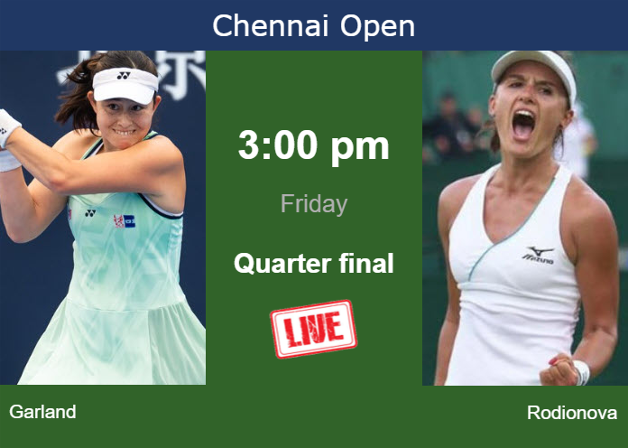 How to watch Garland vs. Rodionova on live streaming in Chennai on Friday Friday Live Streaming Joanna Garland vs Arina Rodionova