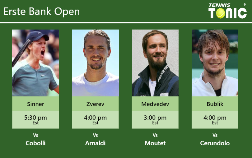 Jannik Sinner-Alexander Zverev-Daniil Medvedev-Alexander Bublik Stats info