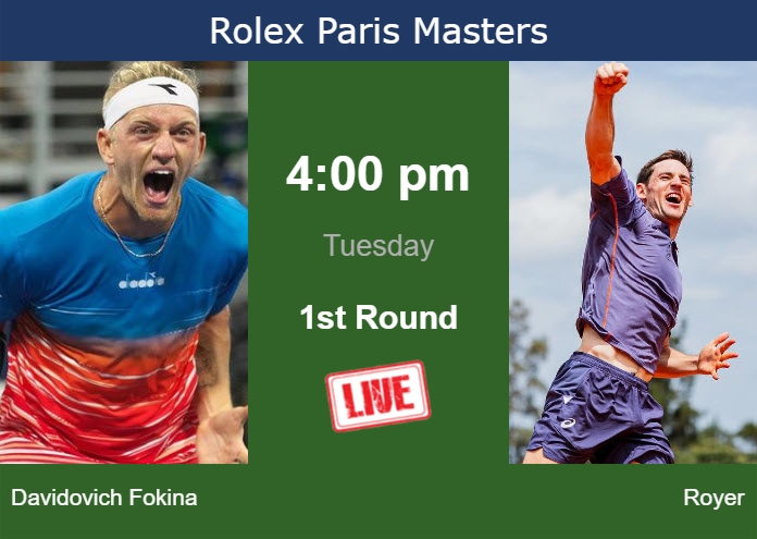 Monday Live Streaming Alejandro Davidovich Fokina vs Valentin Royer