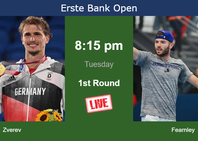 Monday Live Streaming Alexander Zverev vs Jacob Fearnley