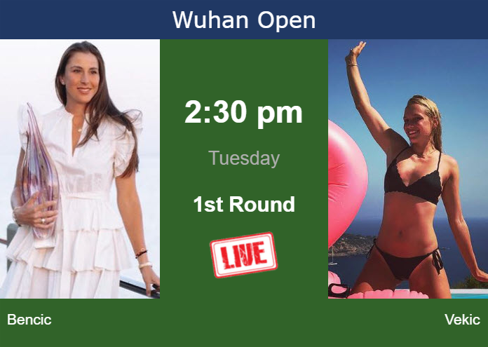 How to watch Bencic vs. Vekic on live streaming in Wuhan on Tuesday Monday Live Streaming Belinda Bencic vs Donna Vekic