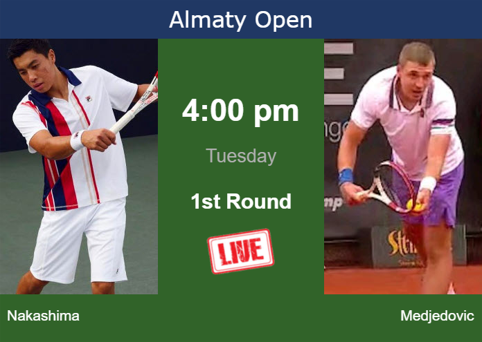 How to watch Nakashima vs. Medjedovic on live streaming in Almaty on Tuesday Monday Live Streaming Brandon Nakashima vs Hamad Medjedovic