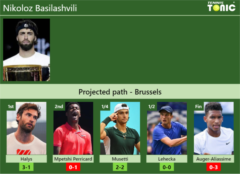 BRUSSELS DRAW. Nikoloz Basilashvili’s prediction with Halys next. H2H and rankings Nikoloz Basilashvili Stats info