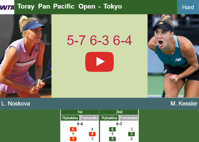 Linda Noskova hustles Kessler in the 2nd round to set up a clash vs Kalinskaya at the Toray Pan Pacific Open. HIGHLIGHTS – TOKYO RESULTS Prediction-and-head-to-head-Linda-Noskova-vs-Mccartney-Kessler