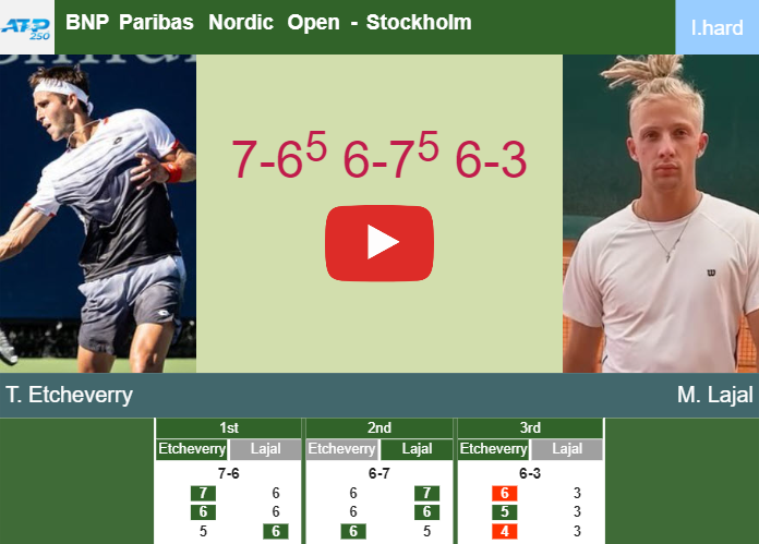 Tomas Martin Etcheverry gets the better of Lajal in the 1st round to play vs Kecmanovic at the BNP Paribas Nordic Open. HIGHLIGHTS – STOCKHOLM RESULTS Prediction-and-head-to-head-Tomas-Martin-Etcheverry-vs-Mark-Lajal
