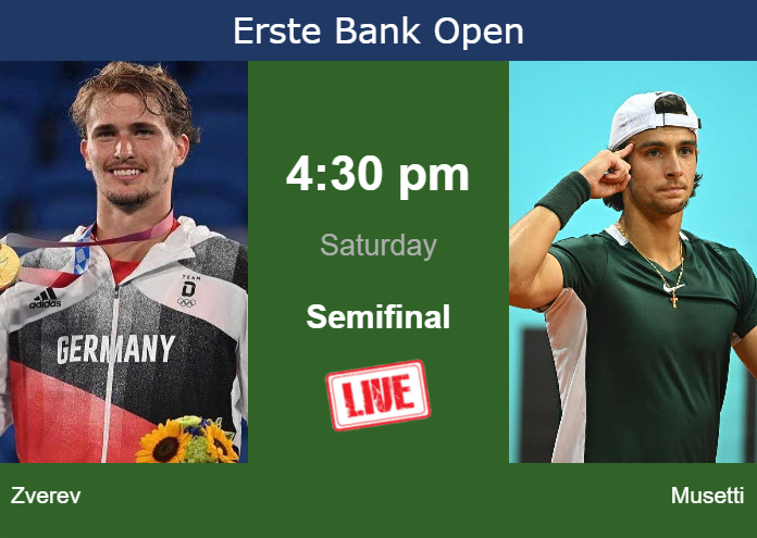 How to watch Zverev vs. Musetti on live streaming in Vienna on Saturday Saturday Live Streaming Alexander Zverev vs Lorenzo Musetti