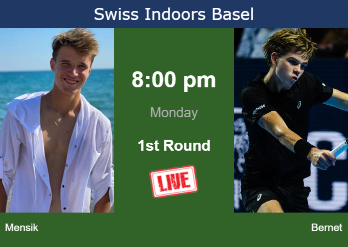 How to watch Mensik vs. Bernet on live streaming in Basel on Monday Sunday Live Streaming Jakub Mensik vs Henry Bernet
