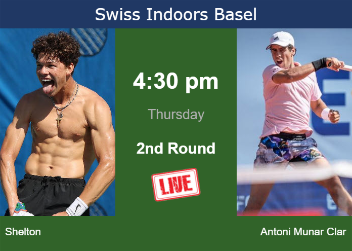 Thursday Live Streaming Ben Shelton vs Jaume Antoni Munar Clar