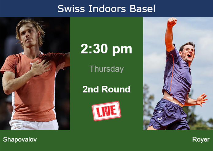 Thursday Live Streaming Denis Shapovalov vs Valentin Royer