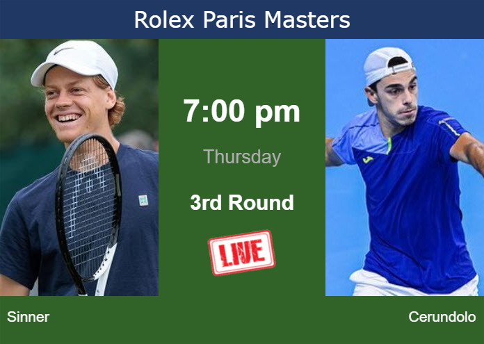 Thursday Live Streaming Jannik Sinner vs Francisco Cerundolo