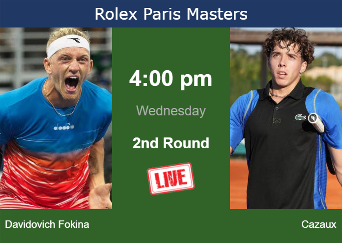 Tuesday Live Streaming Alejandro Davidovich Fokina vs Arthur Cazaux