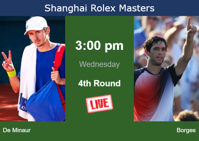 How to watch De Minaur vs. Borges on live streaming in Shanghai on Wednesday Tuesday Live Streaming Alex De Minaur vs Nuno Borges