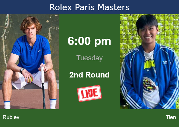 Tuesday Live Streaming Andrey Rublev vs Learner Tien
