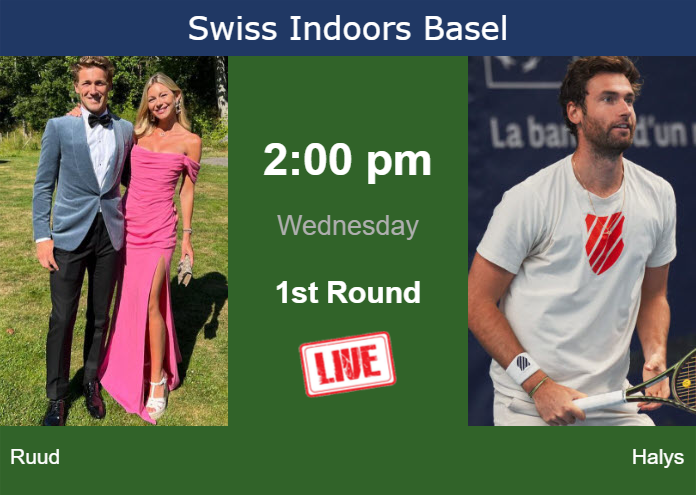 Tuesday Live Streaming Casper Ruud vs Quentin Halys