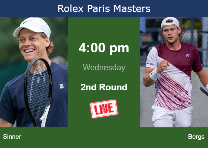 Tuesday Live Streaming Jannik Sinner vs Zizou Bergs