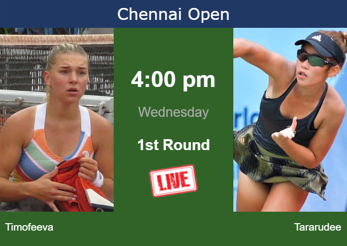 How to watch Timofeeva vs. Tararudee on live streaming in Chennai on Wednesday Tuesday Live Streaming Maria Timofeeva vs Lanlana Tararudee
